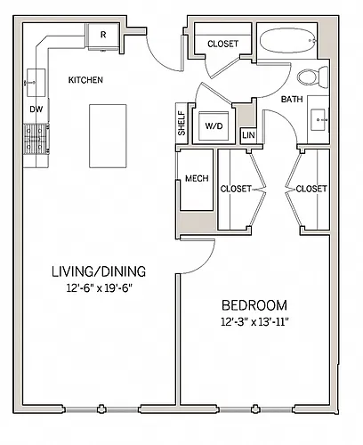 Floor plan 1 Bed 1 Bath A12