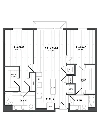 Floor plan 2 Bed/2 Bath-E1.2