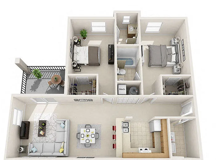 Floor plan 2 BR 2 BA Phase II