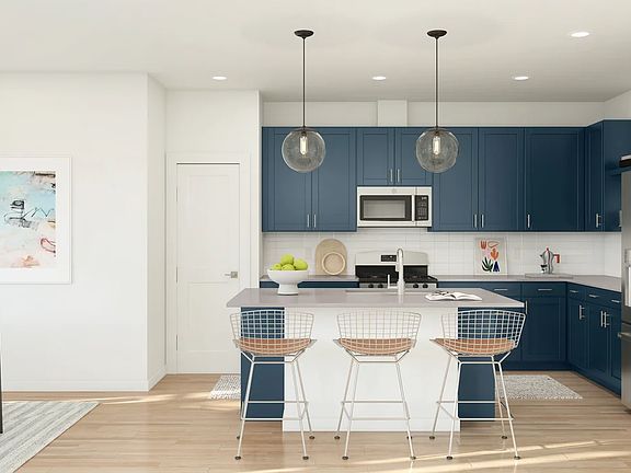 Kitchen with pendant lighting