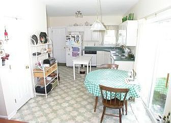 View of kitchen and eating area