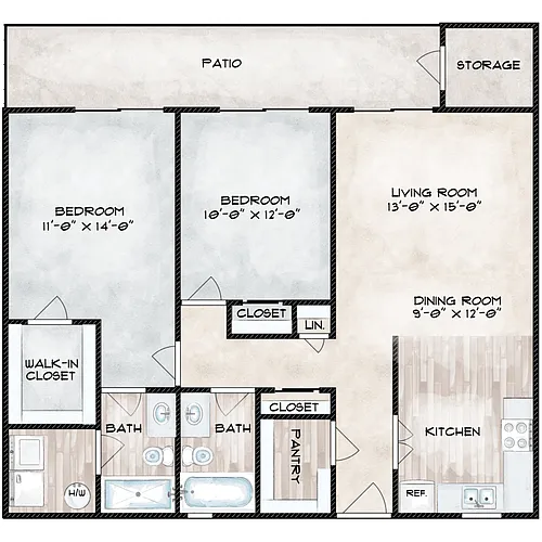 Floor plan 2 Bedroom 2 Bathroom