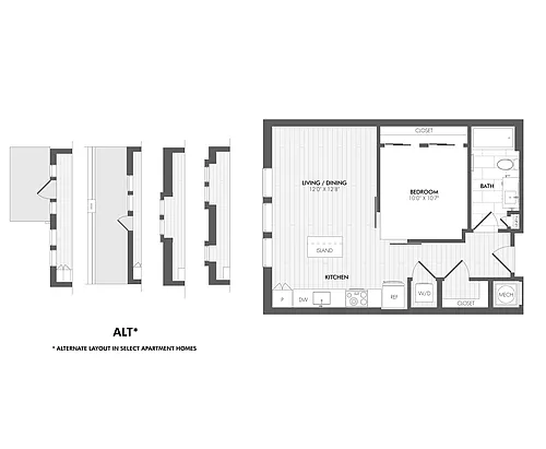 Floor plan Everton 1 Bed/1 Bath-1E