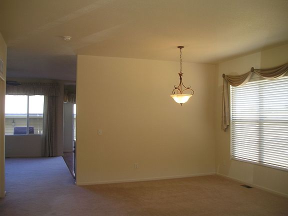 Dining area with custom light fixture