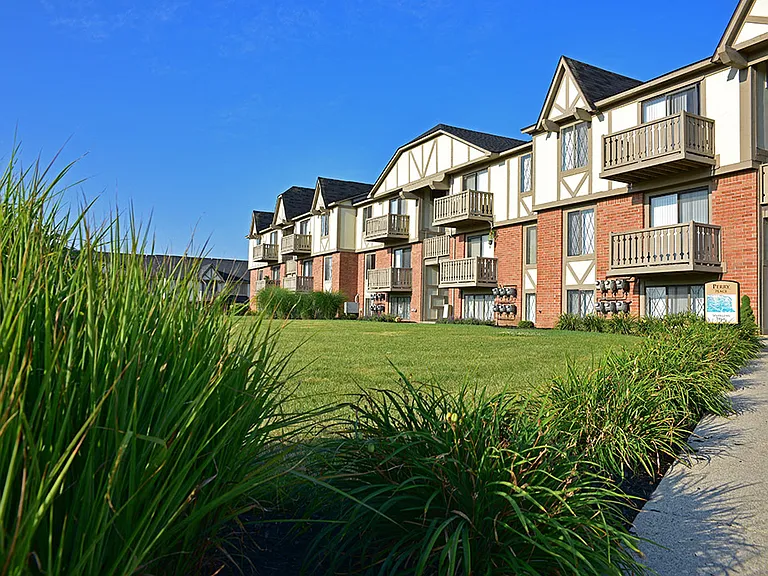 Beautiful Green Spaces surround each building.
