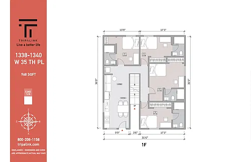 Floor plan 1340 1/4 W 35th Pl