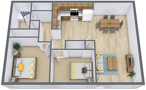 Floor plan Two Bedroom 21B