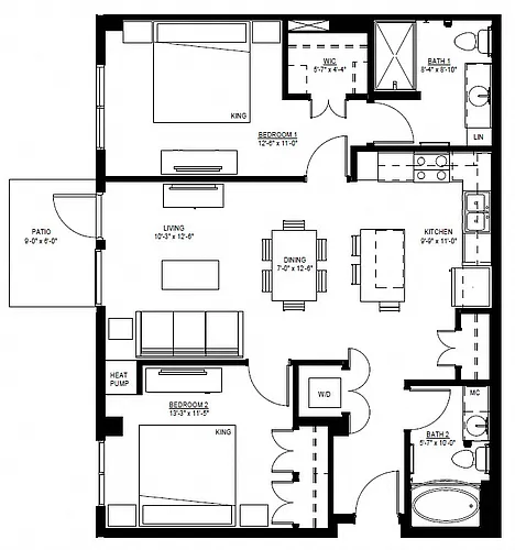 Floor plan Two Bedroom - L (80%)