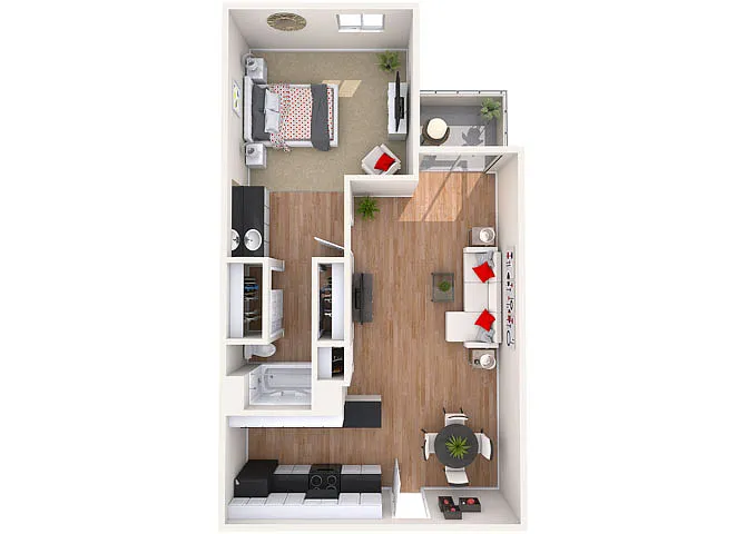 Floor plan One Bed, One Bath