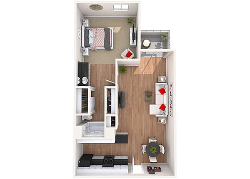 Floor plan One Bed, One Bath