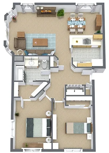 Floor plan 2 Bedroom 1 Bath