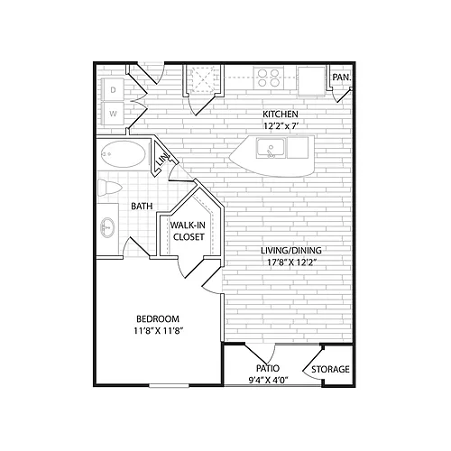 Floor plan A3C - One Bedroom