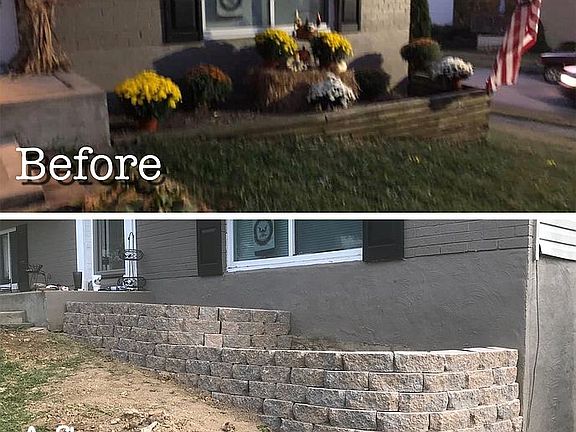 New stone flowerbeds