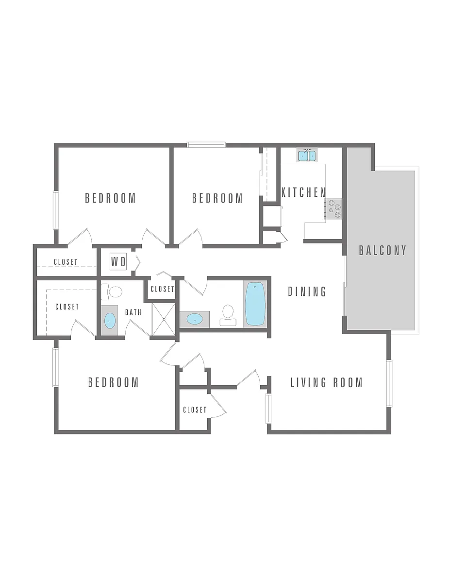 Floor plan 3 Bedroom 2 Bath
