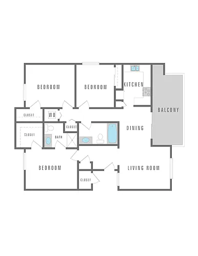 Floor plan 3 Bedroom 2 Bath