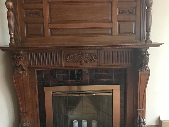 Formal dining room fireplace