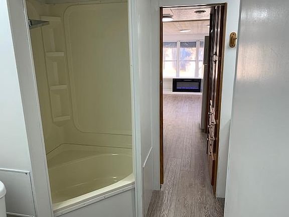 Bathroom area looking out to living room.