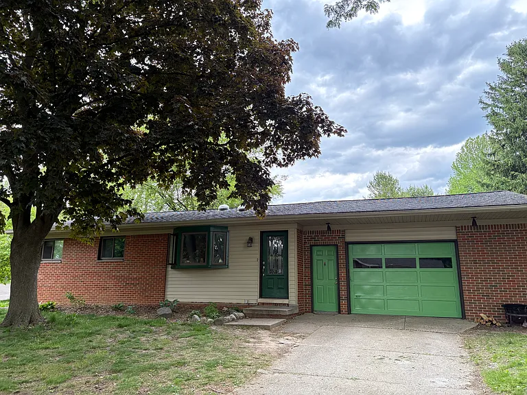 Front of the house with two car garage