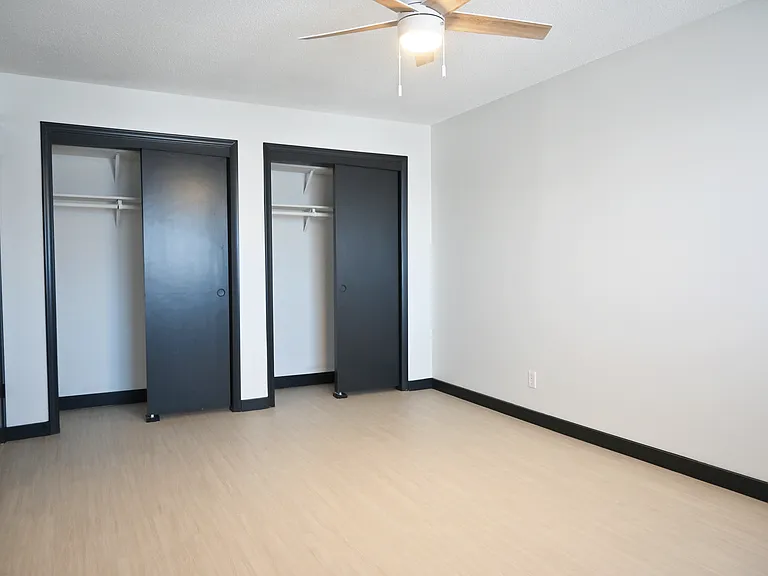 Wood plank flooring in a bedroom atDining nook at Cielo 120.