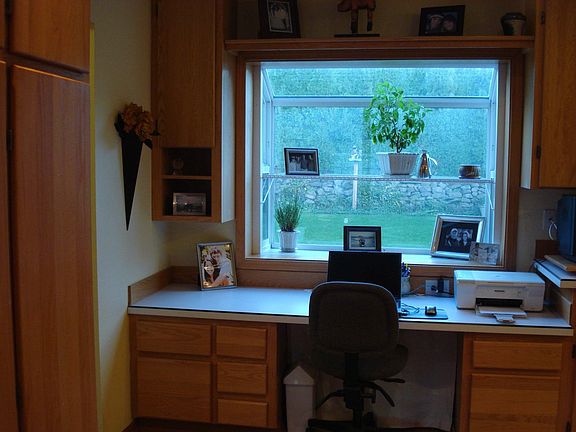Desk area with garden window