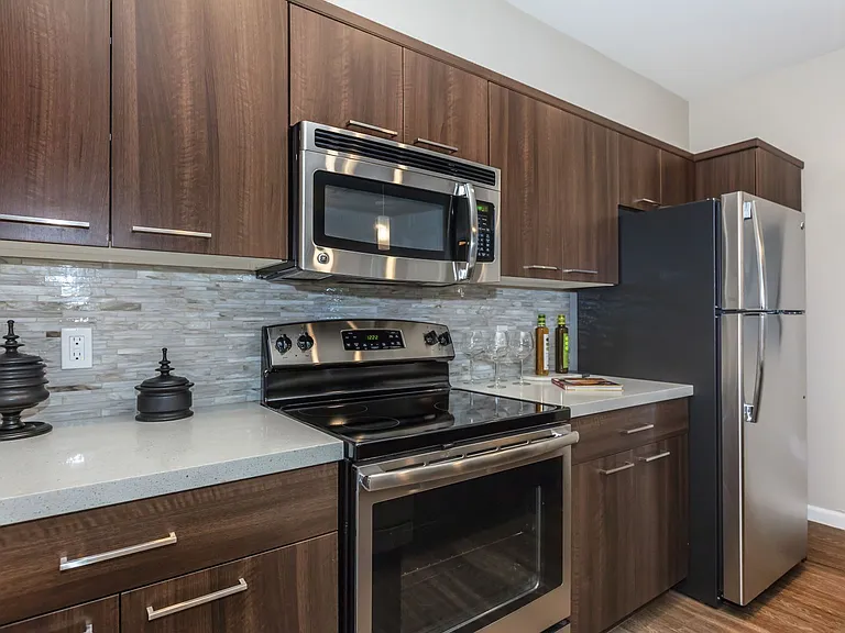 Kitchen with stainless steel appliances