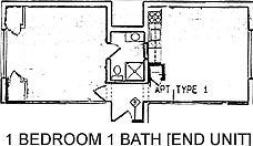 End unit one bedroom