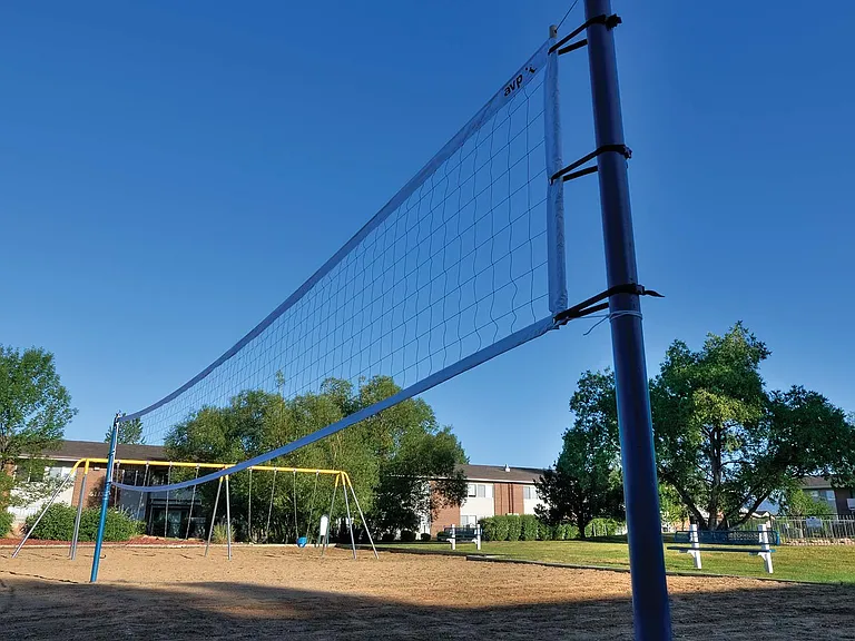 Play a game of sand volleyball