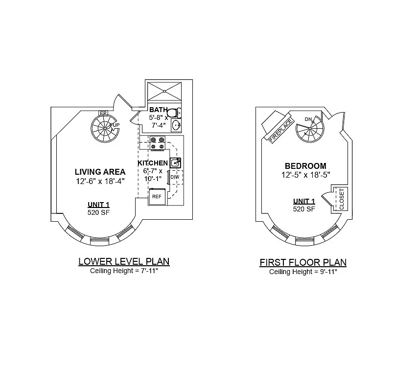 Floor plan 1Bed 1Bath Type 1