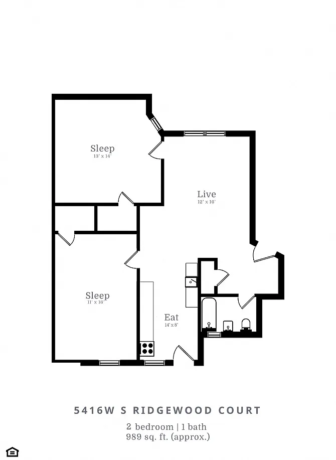 Floor plan 2 Bed | 1 Bath (C3)