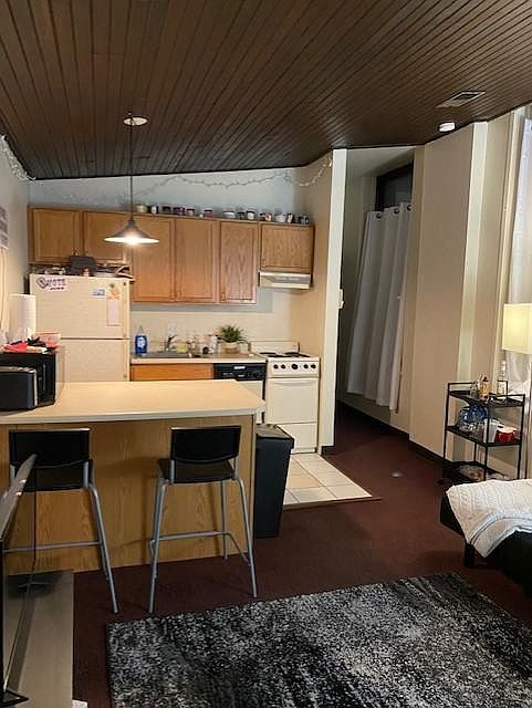Kitchen open to dining/living area