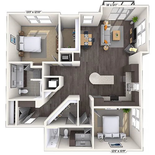 Floor plan Tradition 2x2 1302-1321 SF