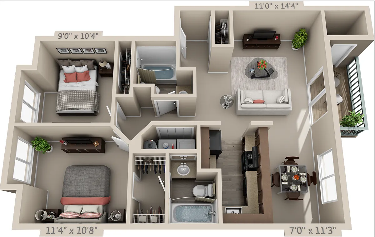 Floor plan 2x2a
