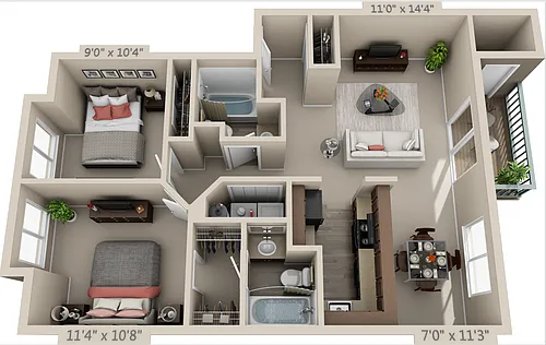Floor plan 2x2a