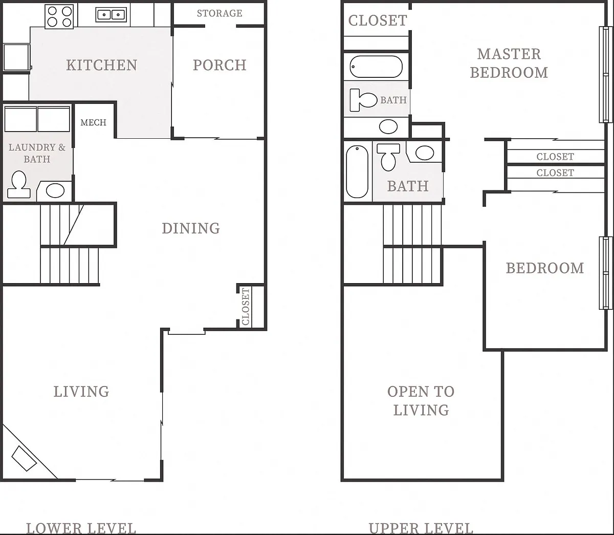 Floor plan 2 Bedroom 2.5 Bath Townhome