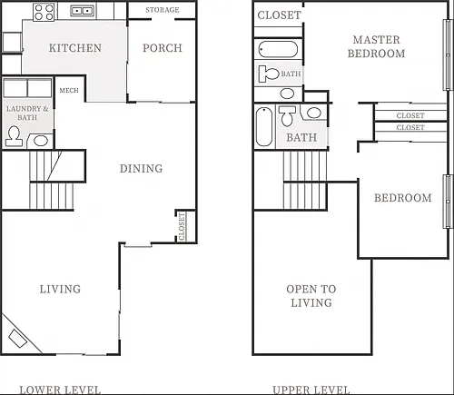 Floor plan 2 Bedroom 2.5 Bath Townhome