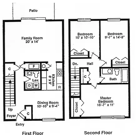 Floor plan 3 Bed Townhome