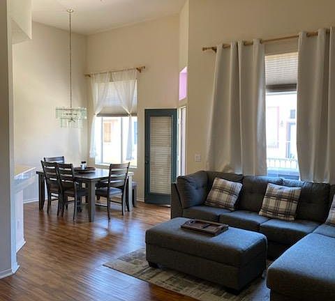 Living room and dining room