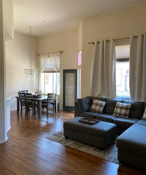 Living room and dining room