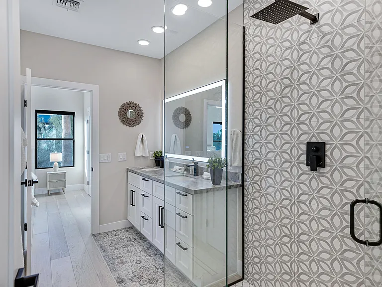 Close up of shower tile