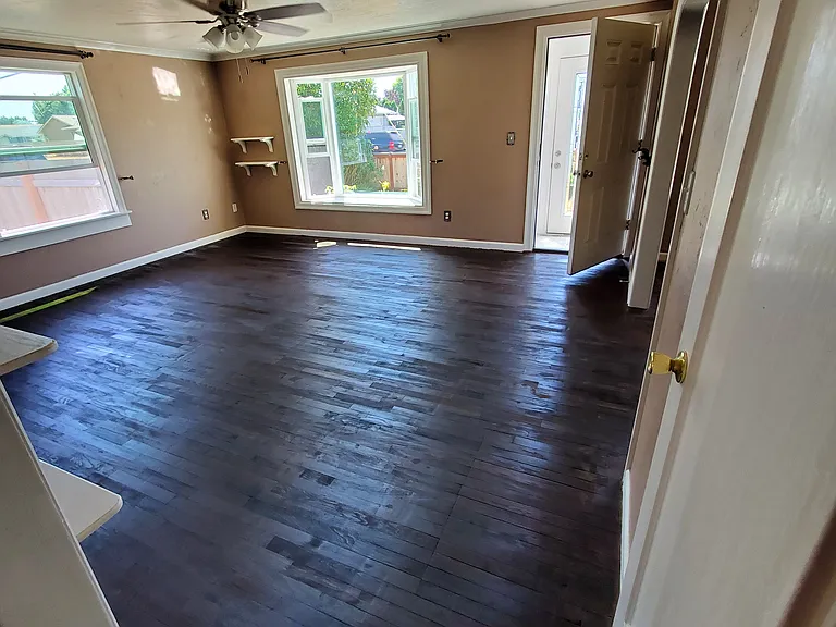 Living Room refinished original hardwood floor.