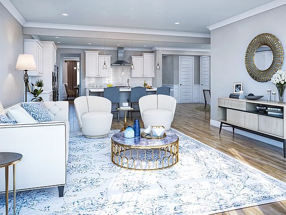 Great room with crown moulding