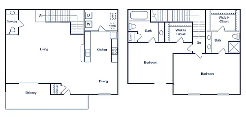 Floor plan 2 Bedroom, 2 Bath - Renovated