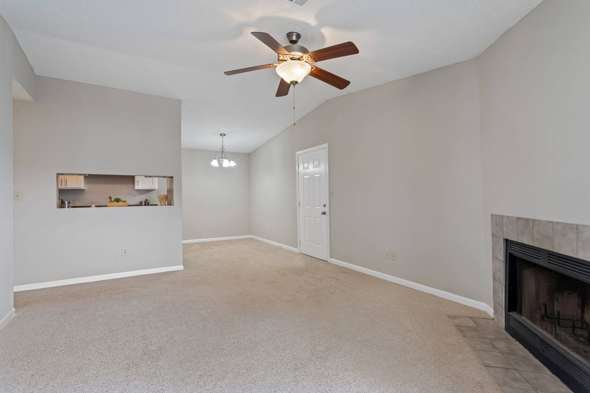 Large Living Room with Ceiling Fan