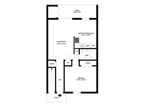 Floor plan One Bedroom 1st Floor