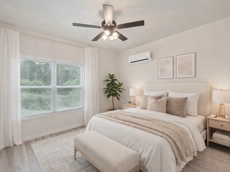 Bright and inviting bedroom designed for relaxation and rest.