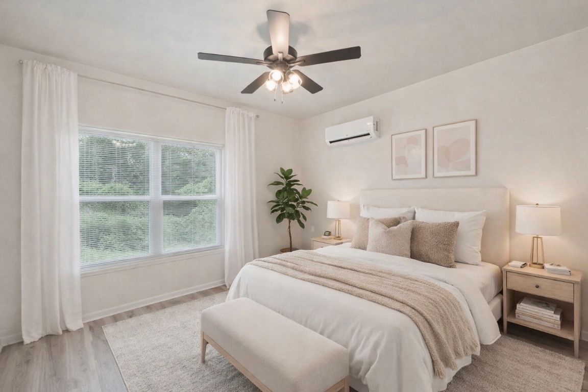 Bright and inviting bedroom designed for relaxation and rest.