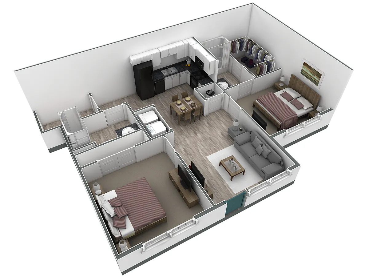 Floor plan 2-2 BR Horizon Courtyard