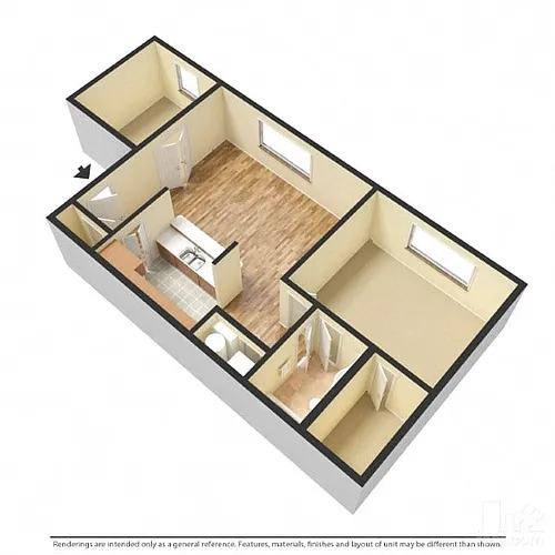 Floor plan Fairfax - 1 Bedroom with Den