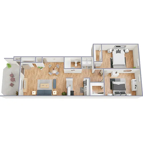 Floor plan 2 Bed 1 Bath