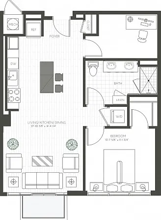 One Bedroom Den 1D-2 Balcony One Bedroom Den 1D-2 Balcony